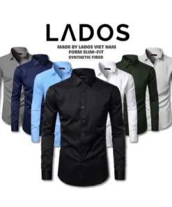 Áo sơ mi nam trơn vải kate lụa mịn LADOS - 25779 chất vải thấm hút tốt - Form chuẩn công sở