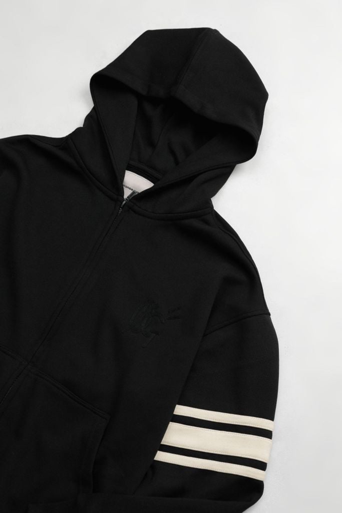 Áo Khoác Hoodie Zip Nam Mixing Horizontal Stripes Form Loose - Ảnh 5