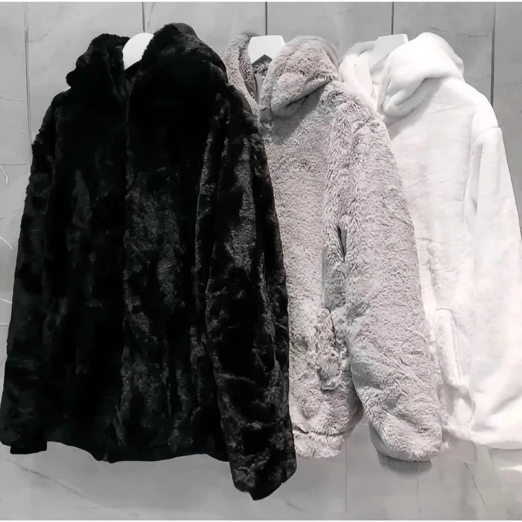 Áo Khoác Lông Thỏ Unisex Form Rộng Thụng MÀU TRƠN CÓ MŨ Siêu Rộng Thiết Kế Phong Cách Hàn Quốc