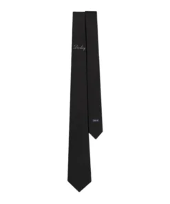 Cà Vạt Dior Signature Handwritten Tie Black Silk