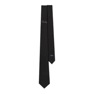 Cà Vạt Dior Signature Handwritten Tie Black Silk