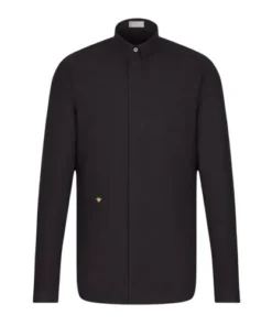 Áo Sơ Mi Nam Dior Black With Bee Logo Embroidered Màu Đen