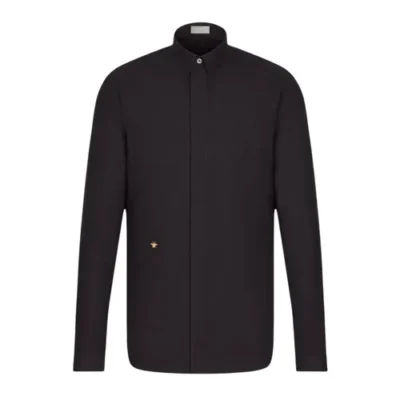 Áo Sơ Mi Nam Dior Black With Bee Logo Embroidered Màu Đen