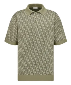 Áo Polo Nam Dior Oblique Polo Shirt Khaki Cotton Jacquard Màu Xanh Khaki
